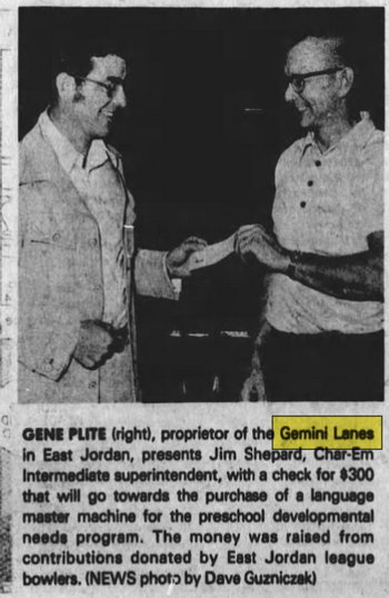 Gemini Lanes (Teen Zone, East Jordan Recreation, The Zone Sports Lounge) - Sep 23 1977 Article
